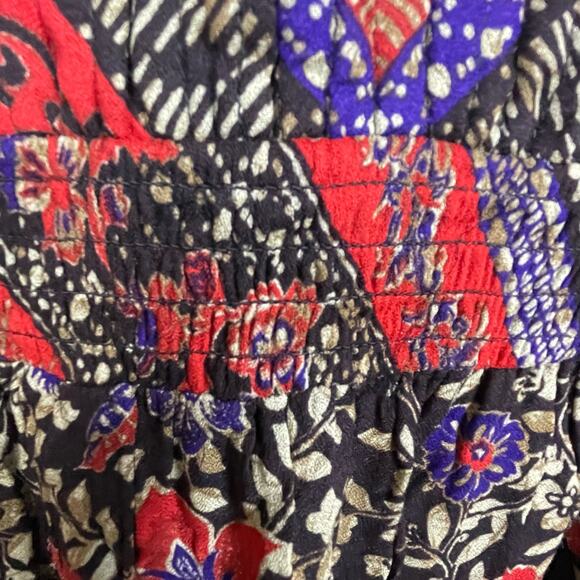 NWT Daniel Rainn‎ L Brown Red Floral Knit Top – Quilted Detail Peplum Boho Chic - Picture 4 of 9